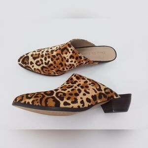 NEW Diego Di Lucca CLOVE Leopard Leather & FUR Mules Boot Clogs Women sz 7.5 M